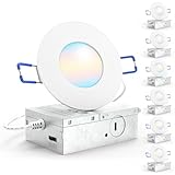 Sunco 6 Pack 3 Inch Recessed LED Lights, Ultra Thin Ceiling Lighting, 500 LM, 8W (50W Equivalent), Selectable 2700K/3000K/4000K/5000K/6000K, Dimmable, Wafer Thin, Canless with Junction Box