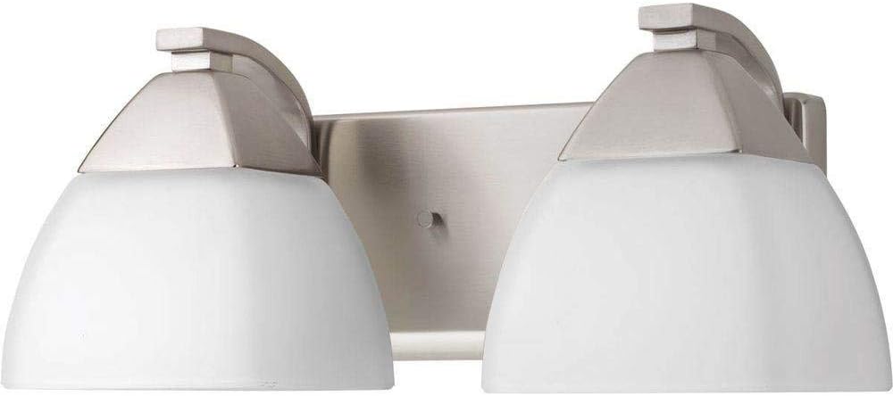 🔥 Appeal Collection 2-Light Etched White Glass Modern Bath Vanity Light Brushed Nickel