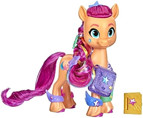 My Little Pony: A New Generation Rainbow Reveal Sunny Starscout - 15 cm Orange Pony Toy with Rainbow Braid, 17 Accessories