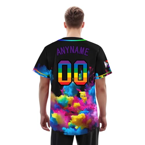 Custom LGBT Pride Baseball Jersey for Men Women Youth, Stitched/Printed Name Number Pride Shirt Rainbow Jersey miniatura 7
