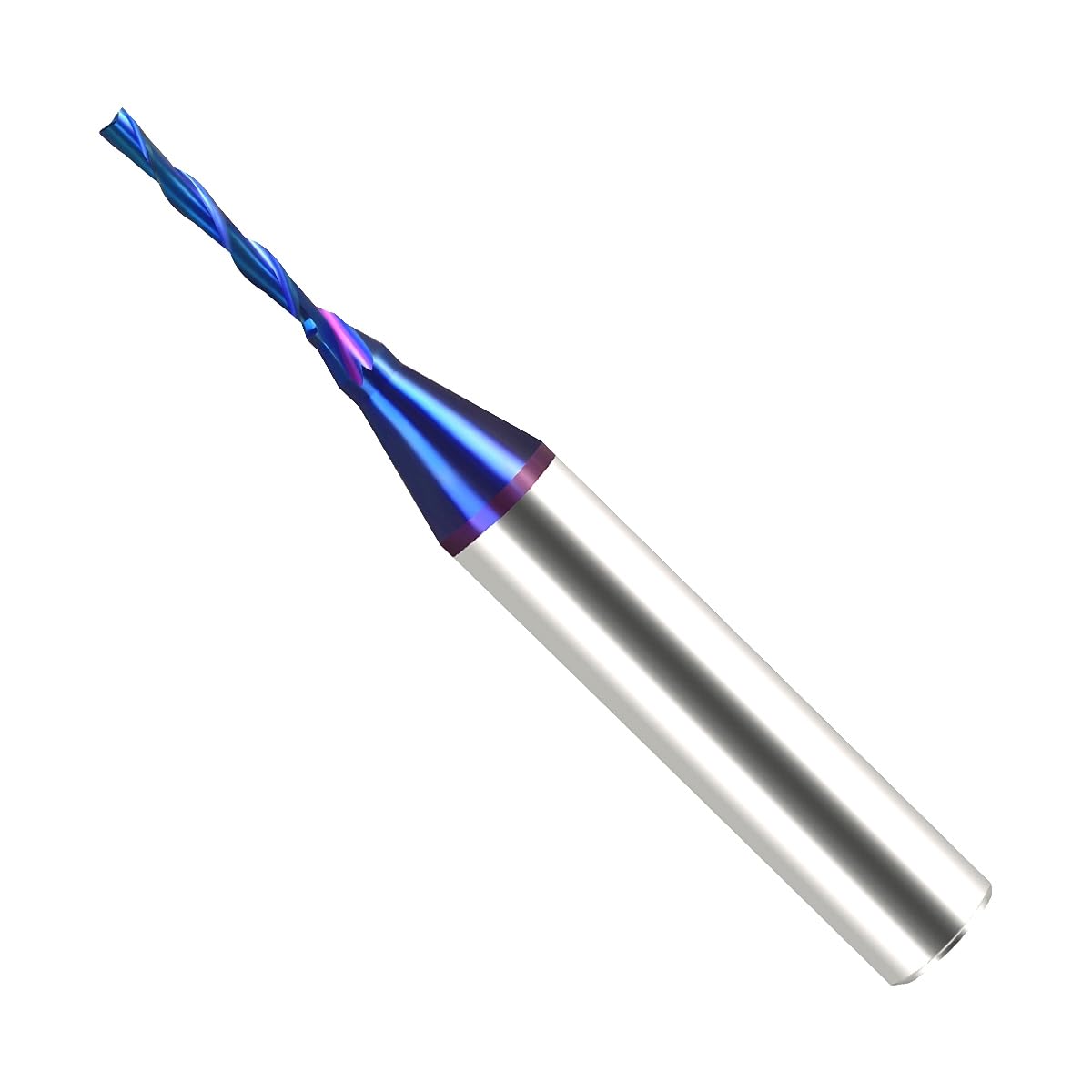 BRU222 Solid Carbide Spiral Plunge Router Bit 2 Flutes Up Cut CNC Router Bits End Mill NACO Coated 1/16" CD X 1/2" CL X 1/4" SD x 2" OL