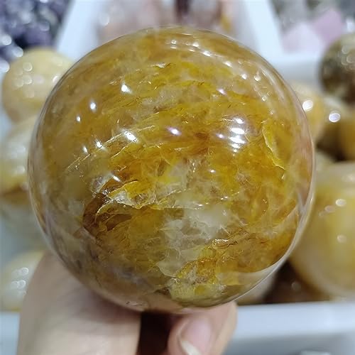 Yellow Rubber Flower Stone Ball Crystal Ornament Ornaments (Size : 300-350g)