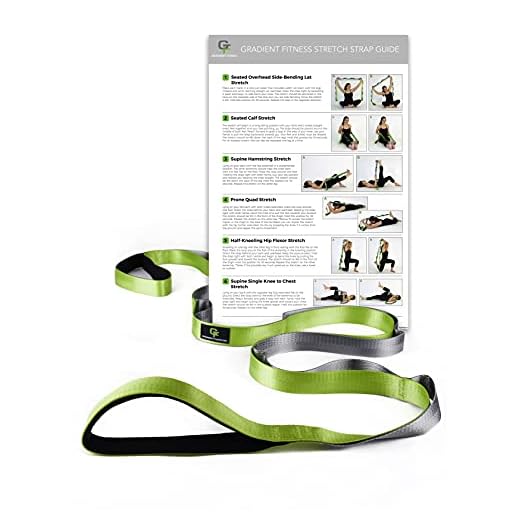 Gradient Fitness Stretching Strap LITE, 1 Inch Strap Width, Neoprene Padded Handles (Green)