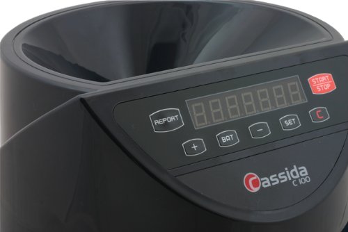 Cassida C100 Electronic Coin Sorter/Counter, Countable Coins 1¢, 5¢, 10¢, 25¢, 250 Coins/Min, 110 Vac #TOP6