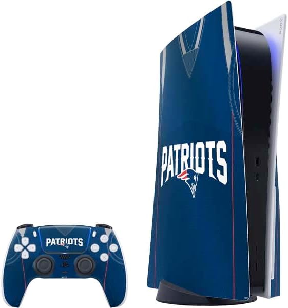 Skinit Decal Gaming Skin Compatible with PS5 Bundle - Officially Licensed NFL New England Patriots Team Jersey Design