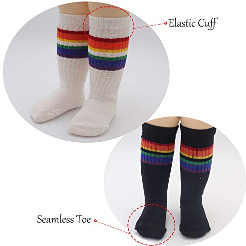Unisex Toddler & Childs Cotton Knee High Calf Stripe Athletic Tube Socks（1-9 Years）3