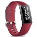 Hamile Bands Compatible for Fitbit Charge 3, Soft Silicone Watch Strap Replacement Band Wristband for Fitbit Charge 3 & Charge 3 SE, Women Men, Small, Wine Red