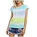 Produktbild KIMODO T-Shirt Damen Shirt Oberteile Tie-Dye Sexy Oberteil für Casual Sommer V-Ausschnitt Button Knot Tee Tops Knopf Geknotetes Sommer Ärmellos Mode (Blau-B, S)