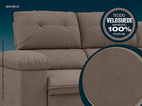 Sofá New Ripley Retrátil e Reclinável Velosuede Bege