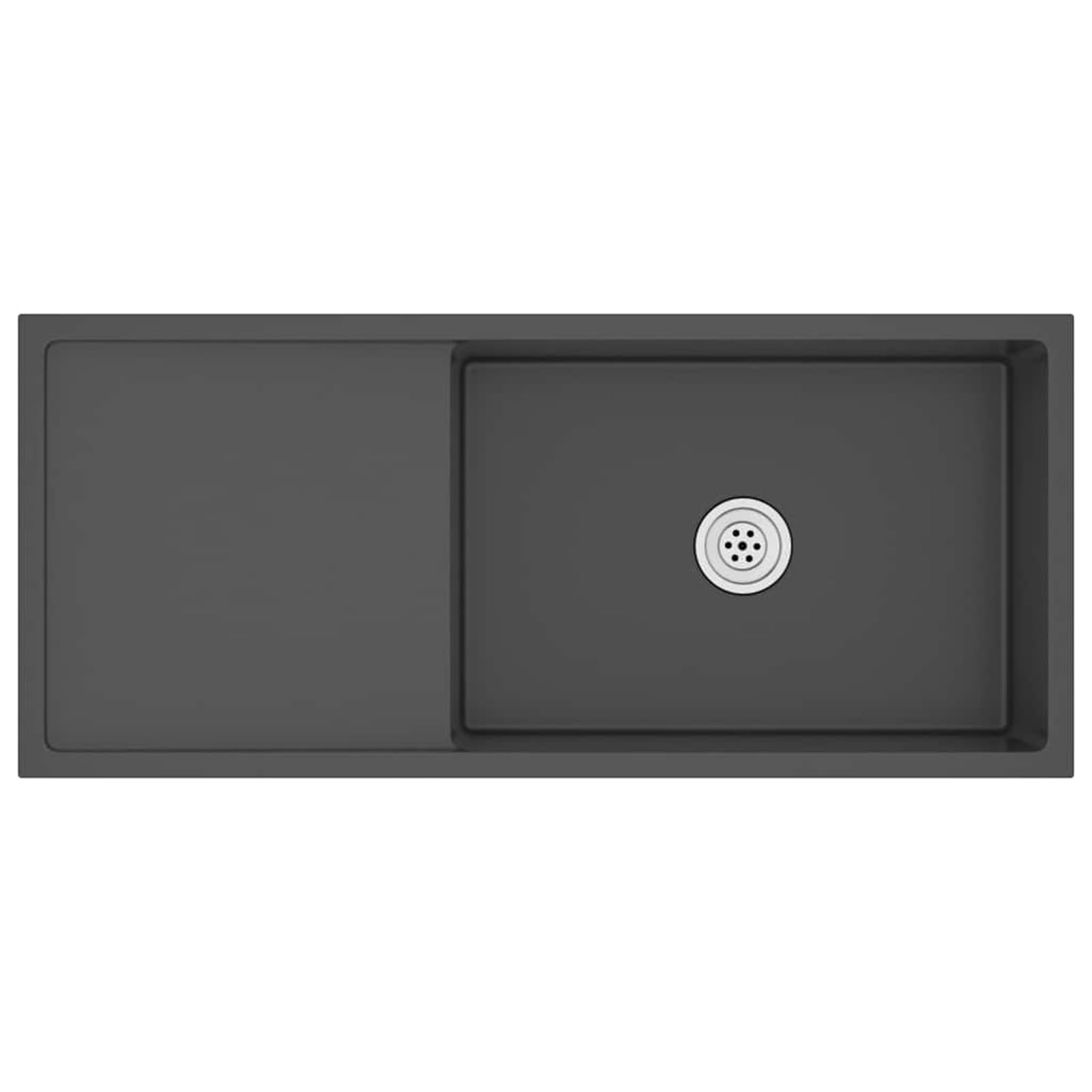Fasba Fregadero de Acero Inoxidable con Escurridor y Diseño Moderno - Negro - 100 x 44 x 20 cm
