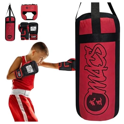 3 Piece Filled Punching Bag for Kids 3-12, Kids Boxing Bag Set for Children with Boxing Gloves & Head Guard, Youth Punching Bag for Teens