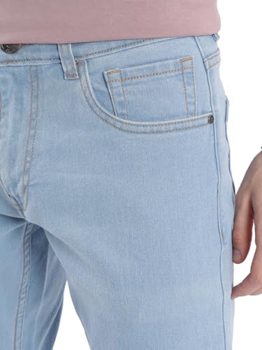 Image of WROGN Men Cotton Blend Jeans | Solid | Mid Rise | Slim Fit