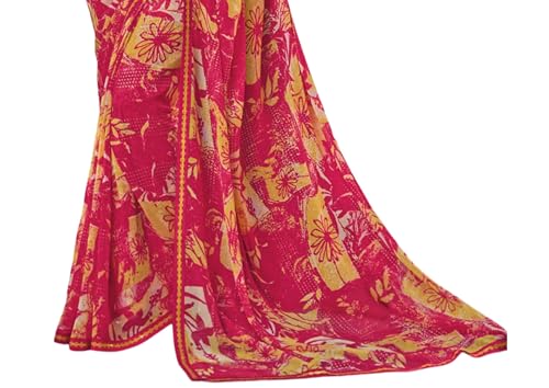 Image of Laxmipati Sarees Women's Multicolor Georgette Fancy Designer Floral Printed Saree with Unstitched Art Silk Blouse Piece - Elegant Party & Festive Saree for Special Occasions