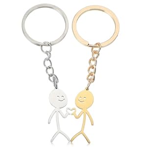 Ouligay 2 Pcs Funny Keychain for Women,Stickman Love Matching Keychains for Couples,Couple Keychain,Best Friend Keychain