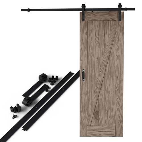 Amig - Kit puerta corredera madera - Guía 300 cm acero negro - Capacidad 100 kg - Movimiento fluido y resistente - Montaje sencillo - Mod. SD003