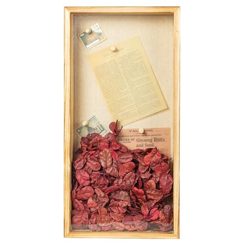 Image of Shadow Box Frame 8x16 Shadow Box Display Case with Linen Back of Awards Memorabilia Flower, Pictures, Keepsakes、Bouquet、Medals and More Photos Memory Box