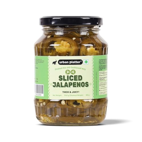 Image of Urban Platter Sliced Jalapenos, 340g [ Tangy & Spicy. Great Topping for Pizza, Tacos, Nachos. ]