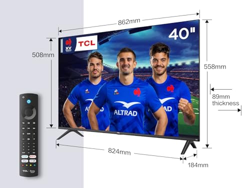 tcl 40sf540 téléviseur intelligent fhd 40 pouces hdr & hlg dolby audio dts virtual x/dts hd metal bezel less dual band wifi 5 avec système fire os 7