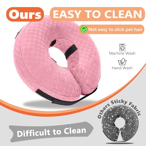 Image of Inflatable Dog Cone Collar After Surgery, Soft Dog Cone for Large Medium Small Dogs and Cats, Adjustable Blow up Neck Donut, Pet Recovery E Collar Alternative Not Block Vision(Pink,S)