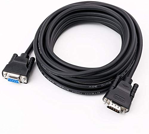DTECH DB9 RS232 Serial Cable Male to Female Port Extension Null Modem Cord Full Handshaking 7 Wire Crossover for Data Communication (3m
