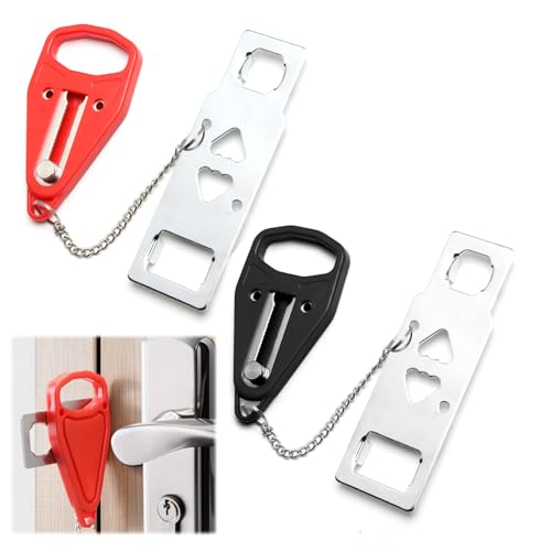Cerradura Portatil Puerta Viaje, 2pcs Pestillo De Bolsillo Cerrojo Puerta Sin Agujeros Acero Inoxidable Con Bolsa De Almacenamiento Seguro Puerta Desde El Interior Para Hotel Hogar Apartamento Dormito
