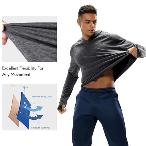 Haimont Men's Sun Hoodie Long Sleeve UPF 50+ UV Protection Fishing Shirt Lightweight Quick Dry Athletic with Thumbholes3