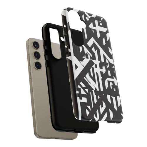 Coque Samsung S24 Plus géométrique noir et blanc rigide mate