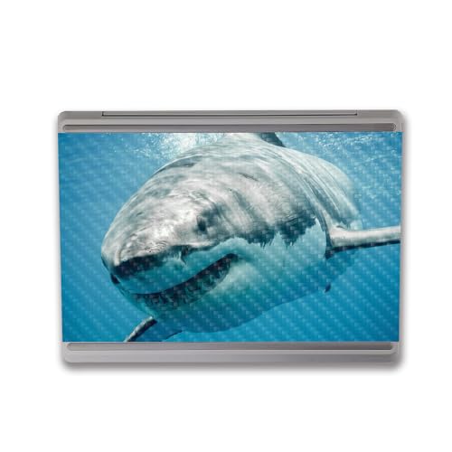 Image of MightySkins Carbon Fiber Skin Compatible with Microsoft Surface Laptop Go 3 (2023) Full Wrap Kit - Great White Shark | Protective, Durable Textured Carbon Fiber Finish | Made in The USA