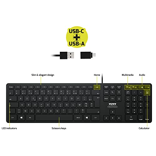 Clavier USB noir Port Connect 109 touches pour ordinateur portable et PC - 3