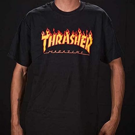 Thrasher Magazine Flame Black Men's Short Sleeve T-Shirt - Medium