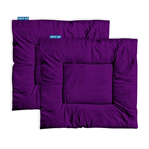 NEXTGO Floor Mat Puja Aasan 2Feet x 2Feet | Velvet Makhmal Fabric Microfiber Filling Floor Aasan for Dinner, Puja, Meditation, Garden, Yoga Mat for Home Office Ghar | Pack of 2, Purple