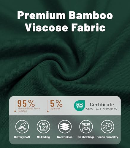 Image of NACHILA Pajamas for Men-Viscose Made from Bamboo, Long Sleeve Pajamas Set Comfy Sleepwear Pants Soft V Neck Pjs with Pockets