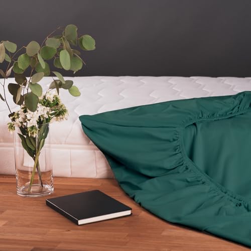 Blumtal® Baumwolle Spannbettlaken 90x200x30cm Basics Jersey - Bettlaken Oeko-TEX zertifiziertes Spannbetttuch 90x200cm - Silver Pine – Ansicht 3