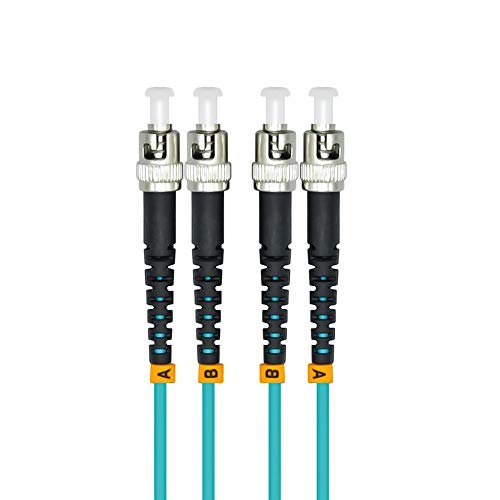 Cable de fibra óptica OM3 ST a ST de 15 metros dúplex blindado para interior