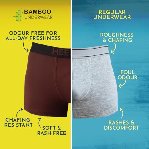 Image of HEELIUM Bamboo Underwear Trunk for Men | 3X Softer Than Cotton & Odour Free | Stretchy Fabric & Durable Waistband
