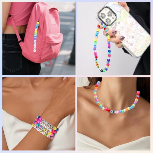 Image of Amaney 600pcs Number Beads, 6 Colors Mixed, 7x4mm,Each Color 100pcs