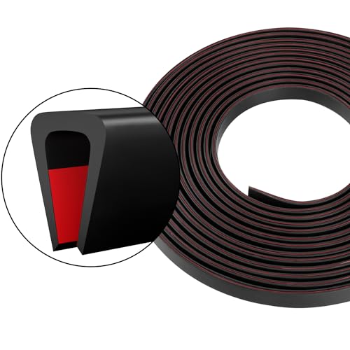 Silicone Edge Trim Self-Adhesive U Channel Silicone Edge Trim Edge Protector for Sheet Metal (Black, Fit 3/16
