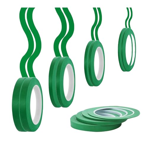 Scettar 8 Rouleaux Ruban de Masquage, 3/5/8/12mm x 20M Vert Ruban Adhésif Couleur,Masquage Fine Line Ruban de Peintre pour l'artisanat la Carrosserie et la Décoration de Bricolage