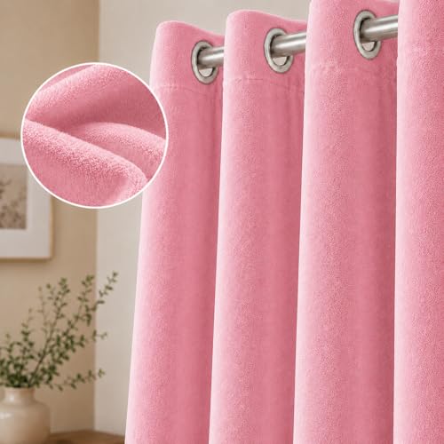 Image of Velvet Curtains | Heavy Soft Premium Velvet Drapes for Bedroom and Living Room | Semi Light Blocking, Thermal Insulated and Noise Reducing Window Panels | 5 Feet, Set of 2 (Baby Pink)