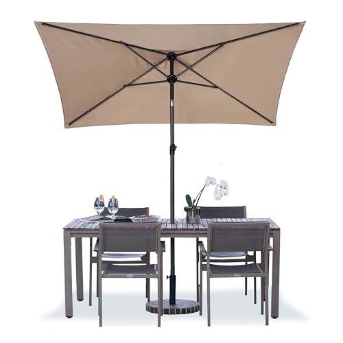 Ammsun 6.6 X 4.3Ft Rectangule Patio Umbrella Outdoor Table Umbrella Steel Pole And Ribs thumb #1