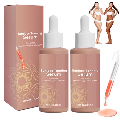 2PCS Gotas Bronceadoras Sin Sol,60ML Gotas Bronceadoras Faciales y Corporal,Drops para Aumentar Naturalmente la Melanina,Sunless Tanning Drops,Mejora Tu Tono Natural de Piel