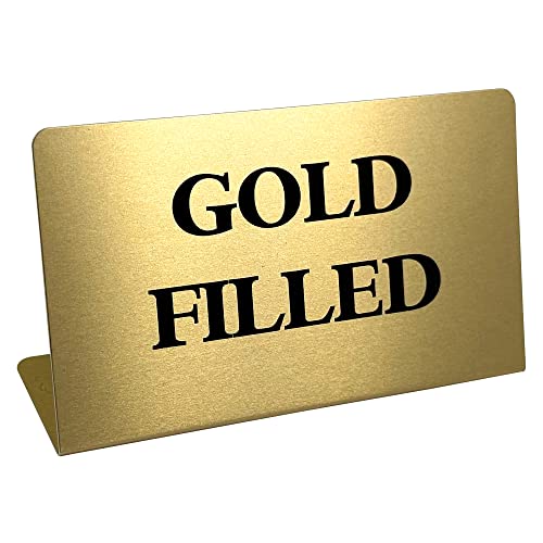 CuteBox Company 2pc Metal "Gold Filled" Display Sign (3.5" x 1" x 2") for Jewelry, Costume Jewelry, Retail, Merchandise, Display, Organization, Showcases