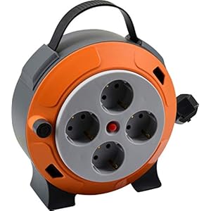 meister 7435990 h05vv f3g1,5 câble ip20 câble de 5 m interrupteur de protection thermique intérieur/roulette à 4 prises boîte à câbles avec protection tactile roulette avec manivelle