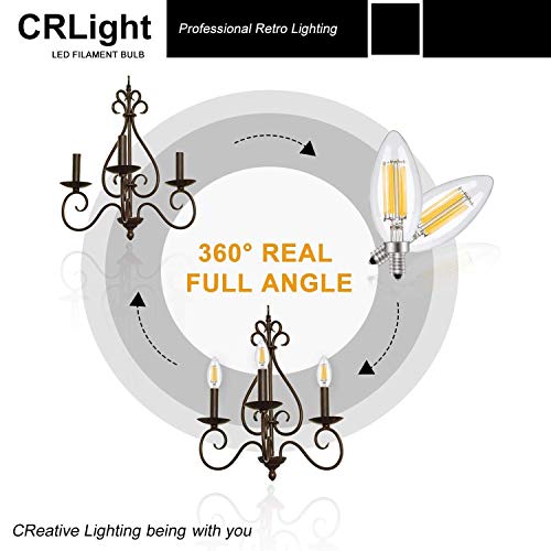 Crlight E12C35/6W27-6D 700Lm 6W Dimmable Led Candelabra Bulb 65W Incandescent Equivalent 2700K Warm White, Led Chandelier Light Bulbs thumb #6