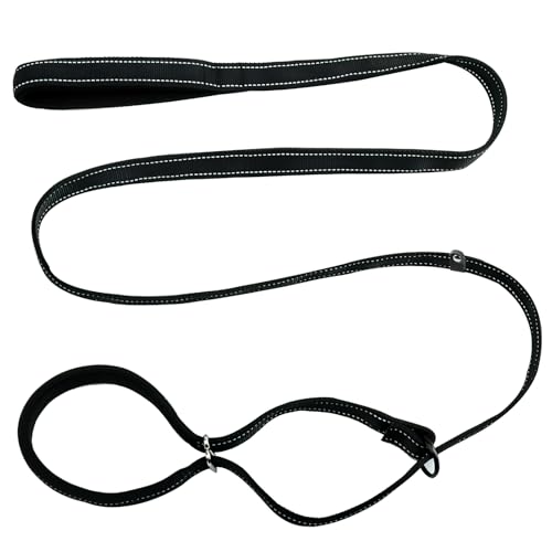 Figure of 8 Anti Pull Soft Padded Handle Dog Lead with Nose Support and Adjustable Slip Rope for Training Walking