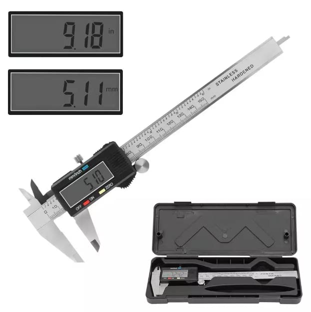 CORCEPTIVE Digital Vernier Caliper 0-150mm / 0-6 inch, Stainless Steel Electronic Caliper with LCD Screen, IP54 Water Resistant, High-Precision Measuring Tool with Case - Image 9 thumbnail