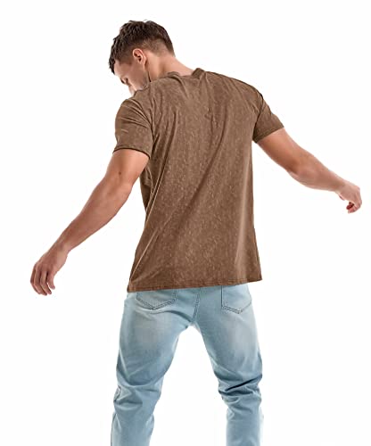 Kliegou Men's T-Shirts - Elasticity Cotton Crew Neck Tees 2166 Khaki Xl #TOP4