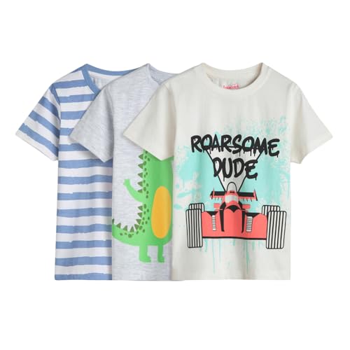 Image of Hopscotch Boys Regular Fit Tees Pack of 3 in Multi Color