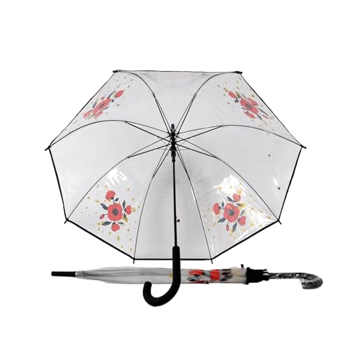 Sombrilla de cúpula transparente de alta calidad con acabado floral y mango ergonómico 5