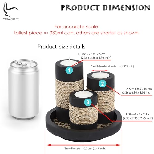 IYARA CRAFT Tealight Candle Holders with Candle Tray Set of 3 Decorative Cand...